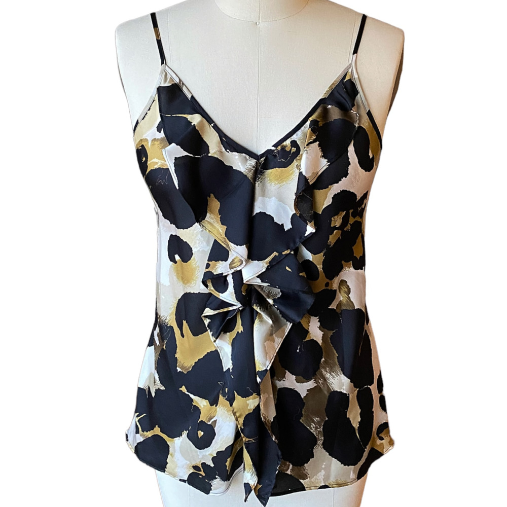 CAbi Ingenue Ruffled Leopard Print Halter Tank Top Blouse ~ Camisole Size MEDIUM